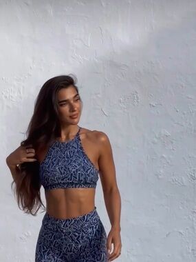 Sefi midnight silhouette halter sports bra